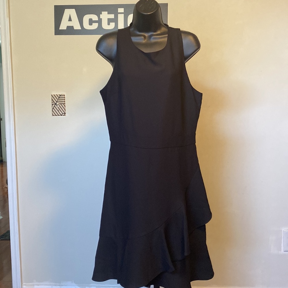PRE-OWNED WOMEN’S Banana Republic Ruffle Wrap Racerback Dress, Black - Picture 14 of 14